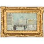 Vasilly Manzkan, early 20th Century, Hungarian School, 'Snow Promenade'. oil on panel, signed