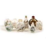 A COLLECTION OF INSIDE PAINTED SNUFF BOTTLES. 19th / 20th Century. 5.5 – 9cm H. (8) 内画鼻烟壶一组