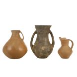 THREE CHINESE NEOLITHIC POTTERY VESSELS. Caiyuan (2600 – 2200 BC), Qijia (2200 BC – 1600 BC), and