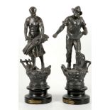 A pair of French allegoric spelter figures, Spring and Autumn (2)