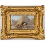 Hungarian School, mid 20th Century, a pair of small oil on panel, depicting rural life, framed and