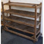 Early 20th Century potting shelves, pitch pine 4 t