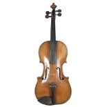 A violin, stamped 'Duke' on the one piece back, length of the back plate excl. button of the neck