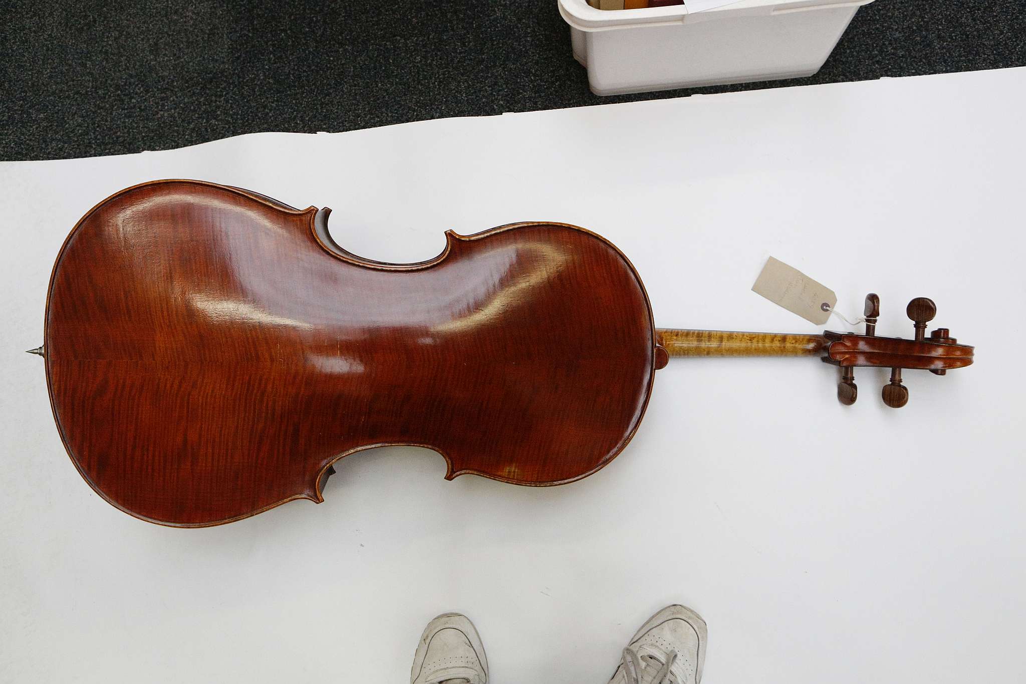 A cello labelled 'Janos Michelberger', with fine tuning to all four strings, sold with gig stand ( - Image 6 of 6