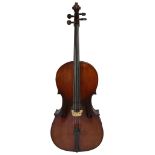 A 1920 French cello, with rosewood pegs, ebony tail piece and fine tuning to two strings, sold