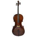 A 19th Century German cello, with rosewood pegs and fine tuning to all strings on an ebony tail