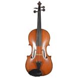A French mid 19th Century violin, possibly by C. Buthod, 13¾ violin, with one piece back, a