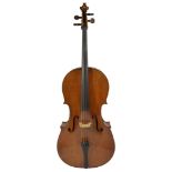 A 19th Century c.1870, Dresden cello, with fine tuning to two strings on tail piece, sold with gig