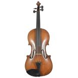 A French violin c.1850, with rosewood pegs, E string tuning on the tail piece with two piece back,