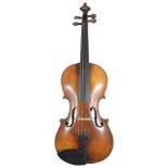 A South German c.1880 Stainer model violin, with rosewood pegs, E string tuner and ebony tail piece,