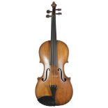 A good, French c.1860, 'Copie de Mathias Albani' violin with rosewood pegs, E sting tuner and one