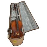 A cello, labelled Giuseppe Ornati of Milan 1921, with scrolling peg box, rosewood pegs and fine