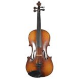 A 20th Century German violin, that has fine tuning to all strings on the tail piece, length of the
