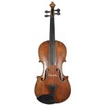 An early 19th Century Bohemian violin, with rosewood pegs, ebony chin rest and fine tuning to the