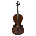 A very good, Neuner School cello, with fine tuning to all four strings, the scrolling peg box with