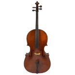 Labelled Ferdinando Garimberti of Milan 1928, a cello, sold with gig stand (2)