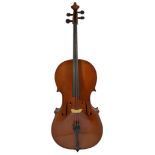 A 19th Century German cello, inscribed Wildsbury, sold with a gig stand (2)