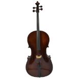 A cello, inscribed inside 'Erzeugt AM 25.8.1926, sold with a gig stand (2)