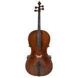 An unusual English 19th Century cello c.1835, sold with a gig stand (2)