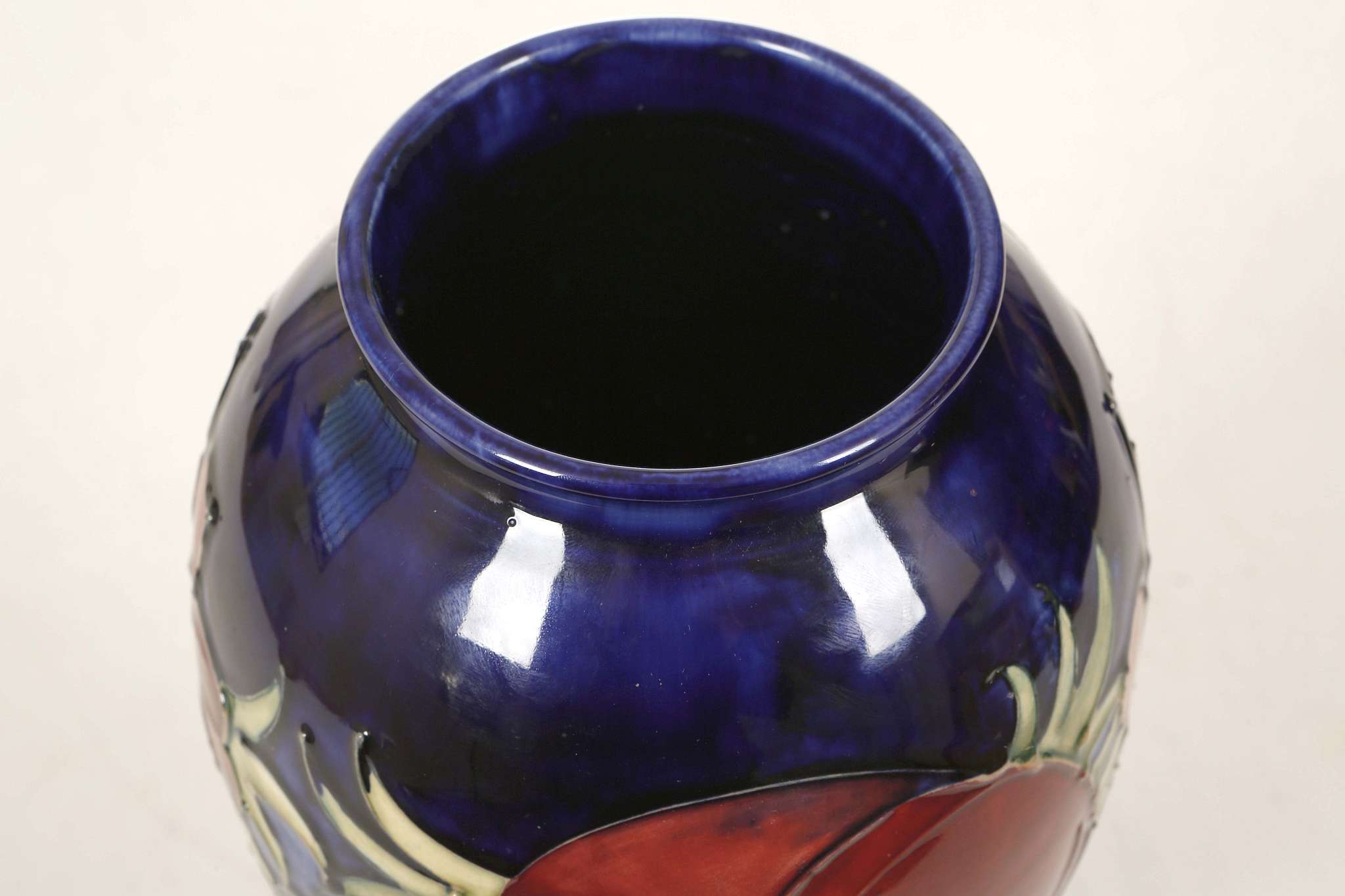 A WALTER MOORCROFT 'ANEMONE' VASE, circa 1950, of inverted baluster shape, decorated with a wide - Image 3 of 4