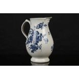 A WORCESTER MASK JUG, circa 1770, of baluster form printed in blue with the 'Bouquets' pattern (18cm