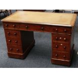 A Victorian mahogany double pedestal desk, with tan leather top, 119 x 64cm