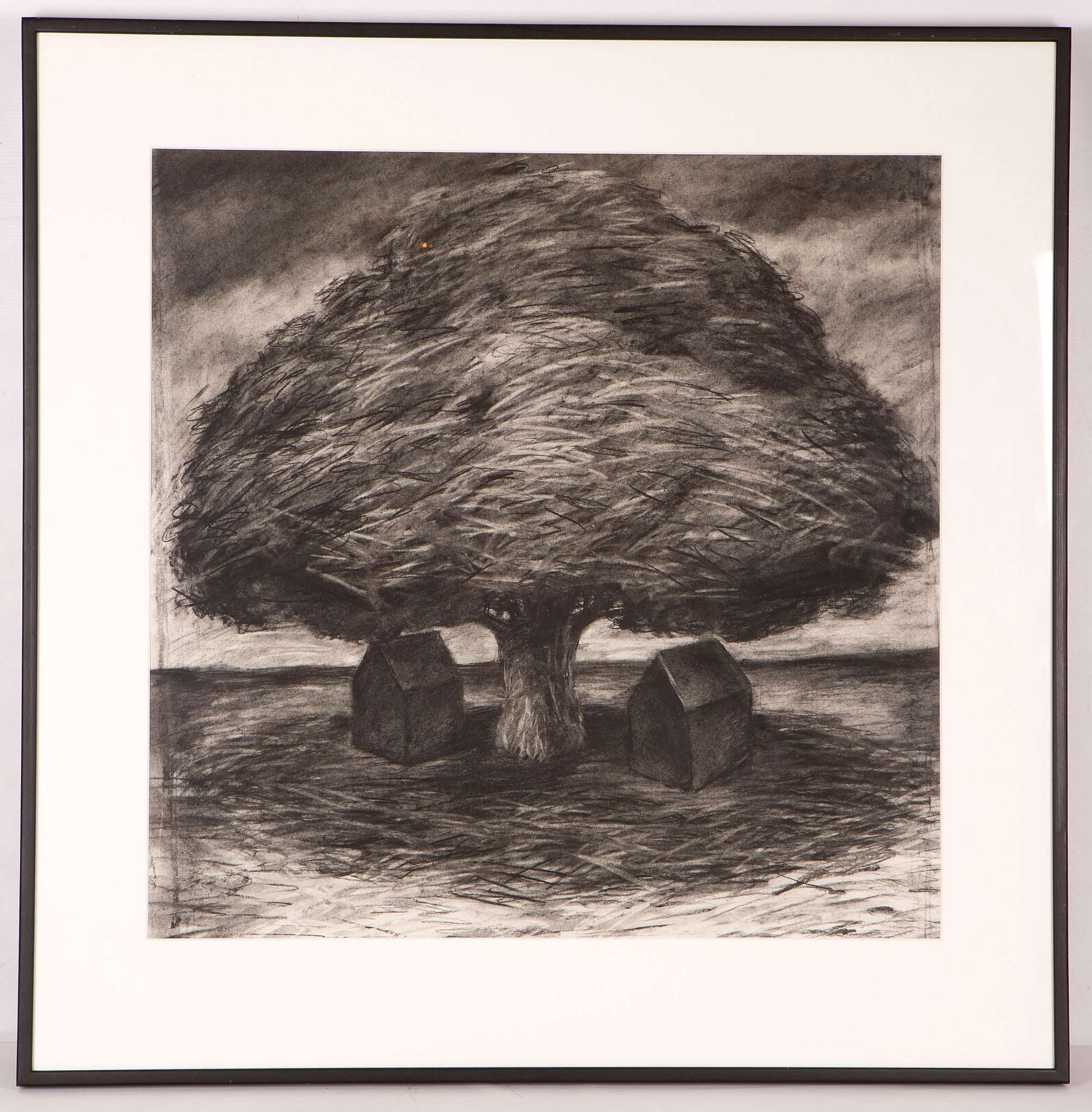 Late 20th Century British School, 'Standing Tree' an impressive charcoal drawing, unsigned, 66 x