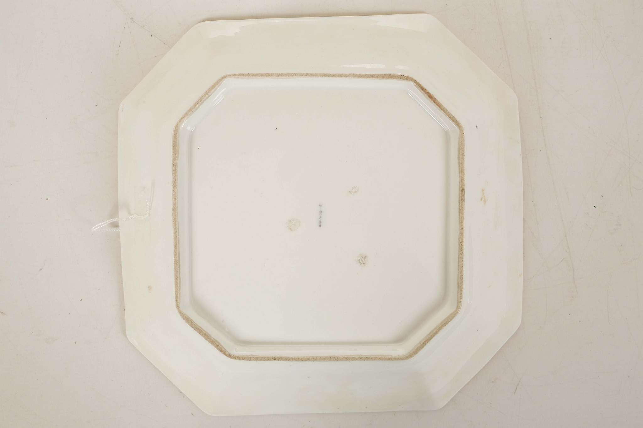 A GOOD BERLIN DISH, early 19th century, of octagonal shape, finely painted with panels of courting - Image 2 of 2