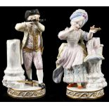 A PAIR OF MEISSEN FIGURES OF A BOY AND A GIRL FIRING ARROWS, mid 19th century, after the models by