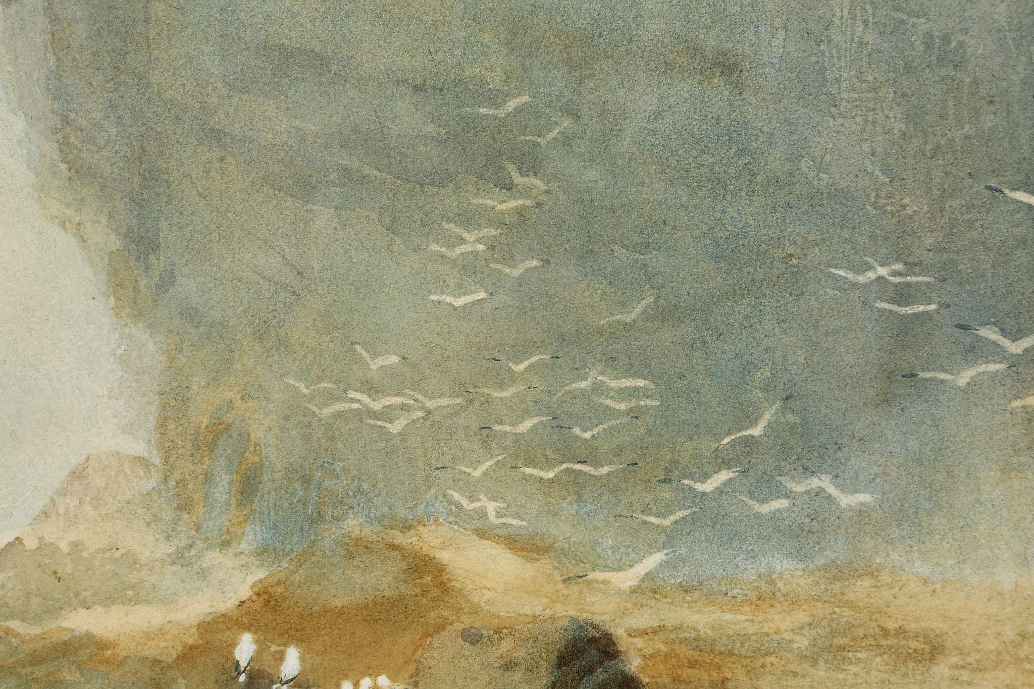 Reginald Smith 1855-1925, 'Sea Cliffs', a large marine watercolour showing crashing waves and bird - Image 5 of 7