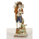 A FINE AND RARE PRATT WARE FIGURE OF THE 'LOST SHEEP FOUND', circa 1800-10, finely modelled as a