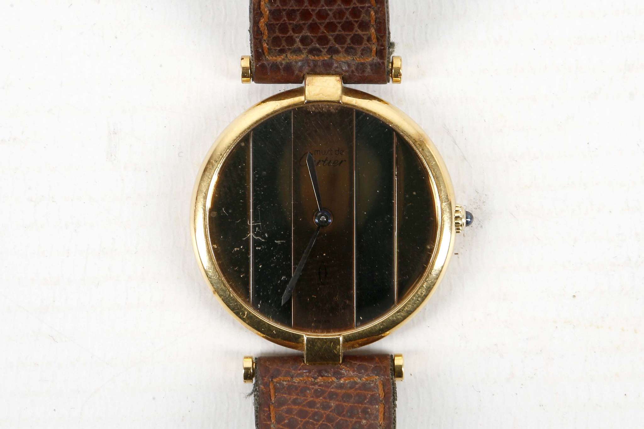 A silver gilt Cartier 'Must de Cartier' ladies wristwatch, boxed
