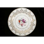 A CHAMBERLAIN PLATE, circa 1815, finely painted with a spray of flowers within an elaborate gilt