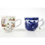 TWO CHINESE COFFEE CUPS, mid 18th century, one decorated in London with the 'Staghunt' pattern