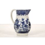 A RARE AND UNUSUAL ENGLISH CREAM JUG, 18th century, possibly Liverpool, of sparrow beak form with