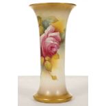 A ROYAL WORCESTER VASE, dated 1936, finely painted with roses by Millie Hunt (22.2cm high), shape