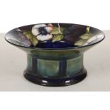 A WILLIAM MOORCROFT 'PANSIES' BOWL, circa 1930, of unusual cylindrical shape with a broad everted