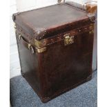 A pair of leather clad trunks, 55 h x 46cm wide (2)