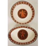 TWO WEDGWOOD 'ETRUSCAN' PATTERN QUEEN'S WARE DISHES, circa 1790, both printed in black and orange