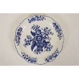 A CAUGHLEY PLATE, circa 1775, printed in blue with the 'Pine Cone Group' pattern, with a scalloped