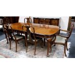 A Queen Anne style walnut dining room suite, compr