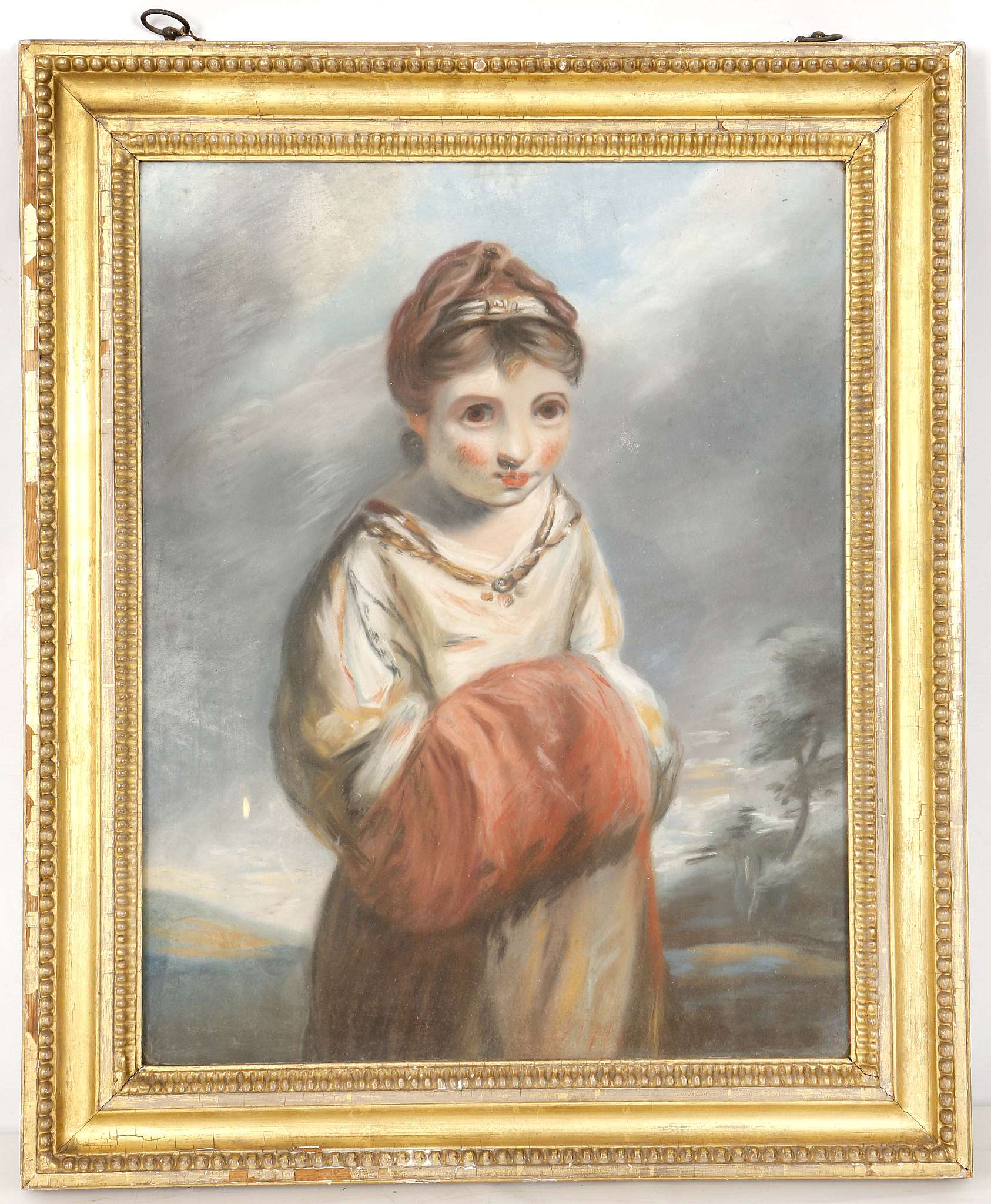 After Sir Joshua Reynolds, P.R.A. 1723-1792, 'A Strawberry Girl', pastel, late 18th Century, mounted
