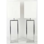 Table lamps, a pair, open square silvered bases (2)