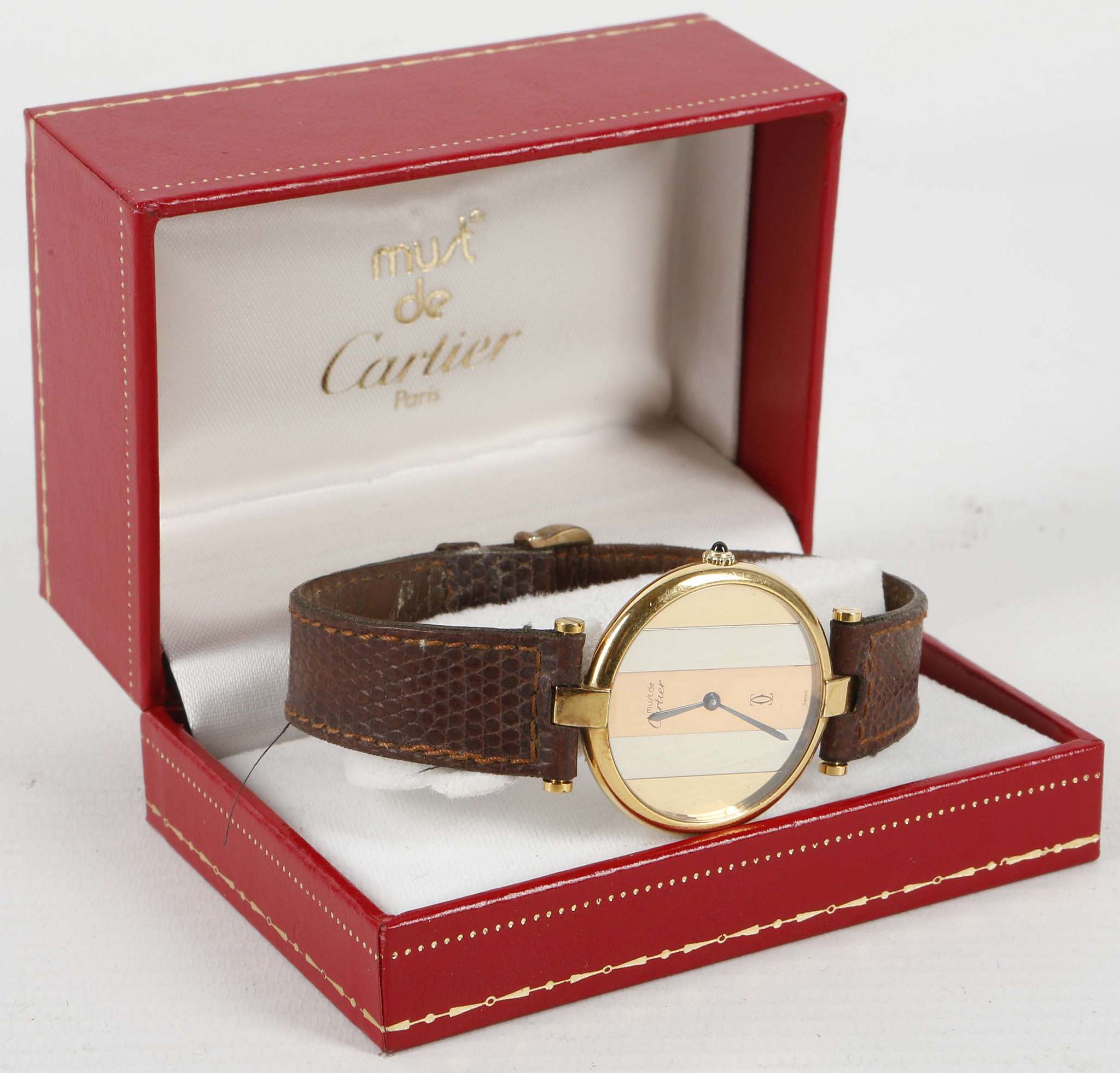 A silver gilt Cartier 'Must de Cartier' ladies wristwatch, boxed - Image 5 of 5