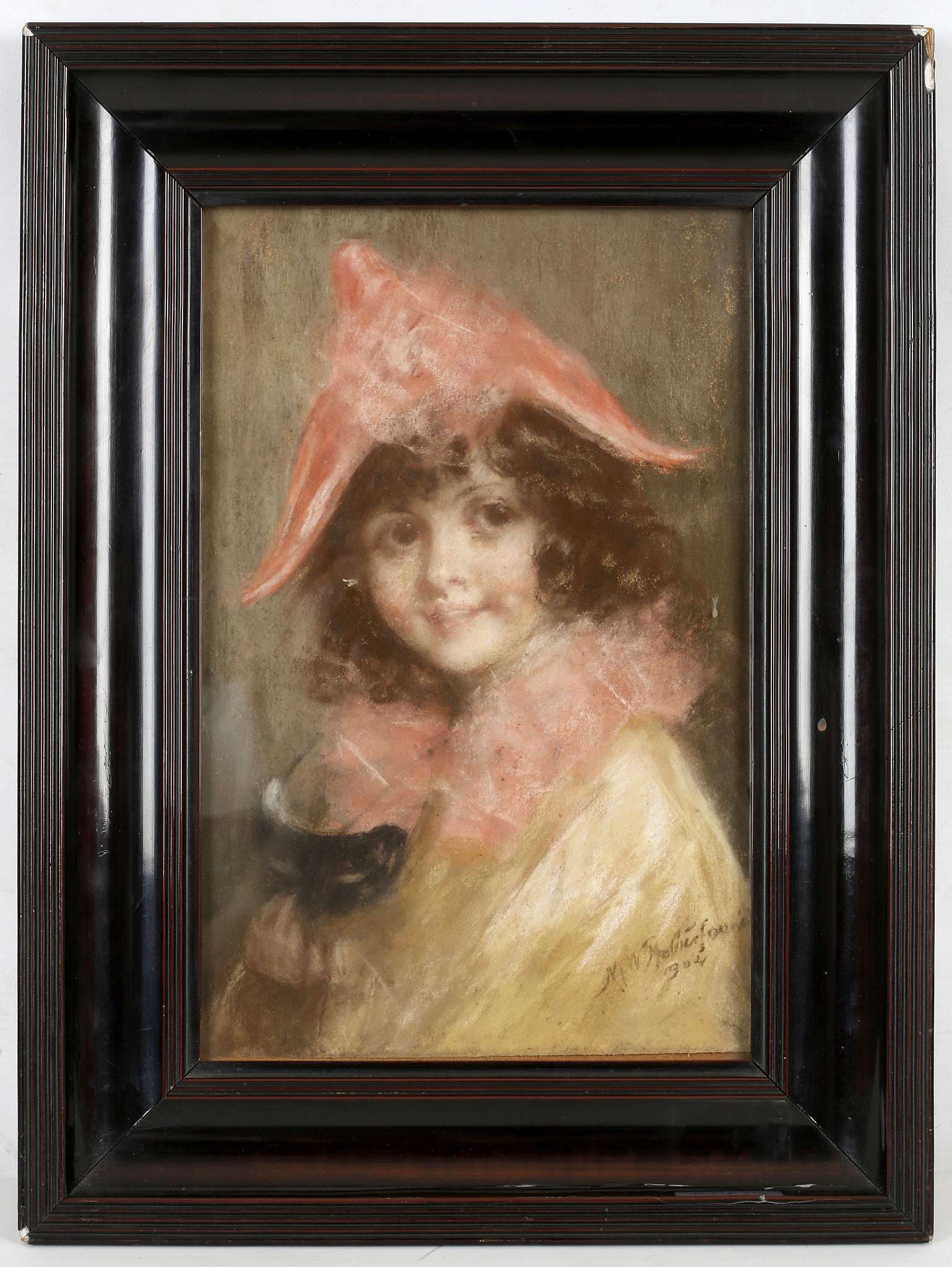 Mary W. Rutherford, early 20th Century British, 'Portrait of a Young Girl as a Harlequin', pastel on