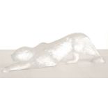 A LALIQUE FIGURE OF A ZEILA PANTHER, post-war, modelled in a stalking pose with frosted spots (
