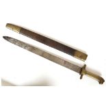 Prussian sword bayonet ./ Hirschfanger c.1812, brass grip, quillon and lug with gun metal clip,