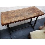 A Victorian mahogany rectangular side table, on twin end supports, 112 x 48cm