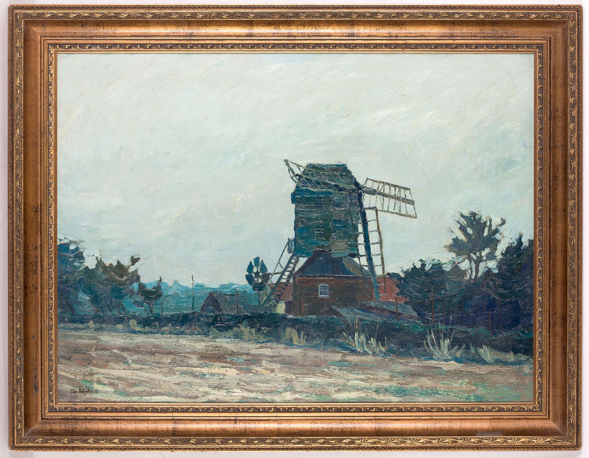 Charles Debenham b.1933, 'Framsden Mill', oil on board, signed lower left and dated '65, in a