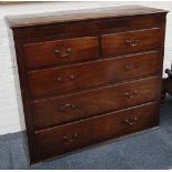 A Georgian mahogany chest of 2 over 3 drawers, brass handles, 136cm wide